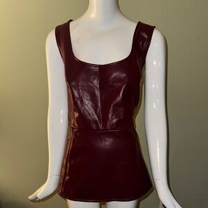 Torrid Burgundy Sleeveless faux Leather scoop neck Top